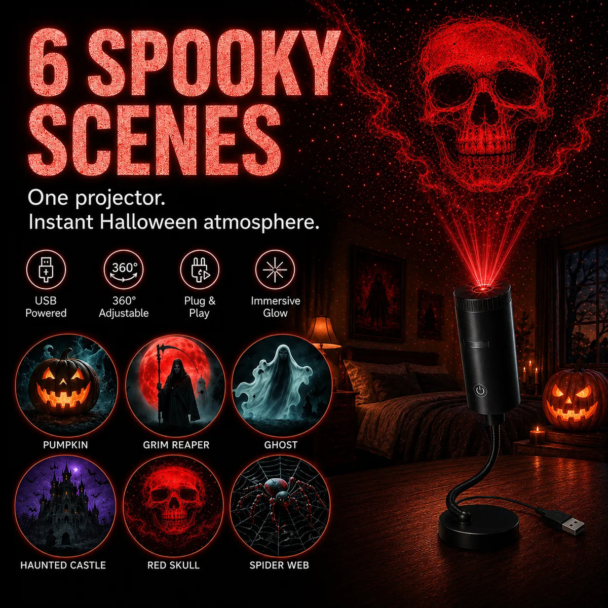 🎄👻✨60,000+ Sold — Plug & Play HD Holiday Projector for Christmas & Halloween Decor