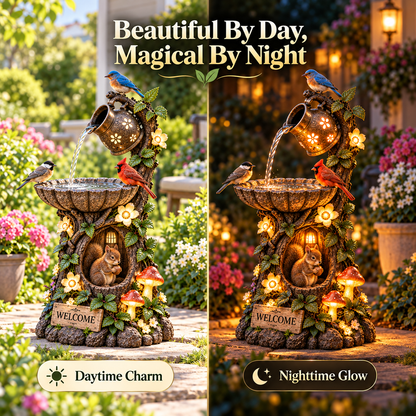 🎄 Christmas Hot Sale-🐿️ Solar Birdbath Fountain Garden Decor – A Cozy Wildlife Haven for Your Yard