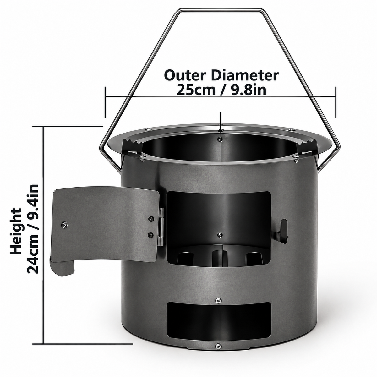 🔥 Heavy-Duty Camping Stove: Carbon Steel, Wood & Charcoal, High-Draft Airflow, 3-in-1 Cook