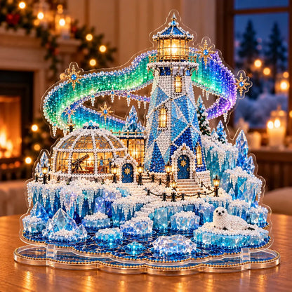✨ Premium Pearl Christmas Lighthouse Diamond Painting Art Kit | Luxury Flocked Canvas with Scratch-Resistant Non-Fading Pearl Beads DIY Holiday Decor 🎅⛄️❄️