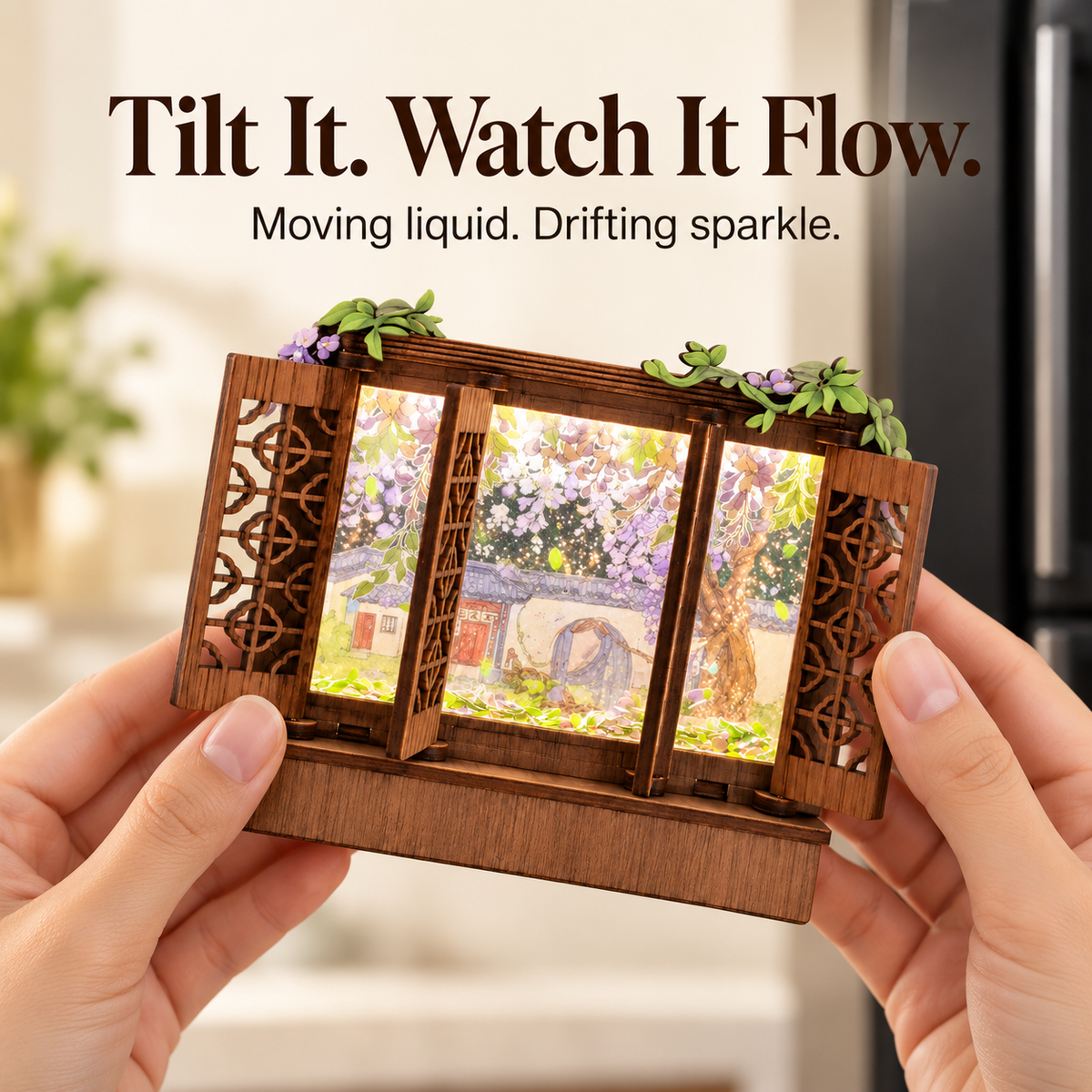 Secret Garden Window™ – Lighted Fridge Magnet with Moving Liquid