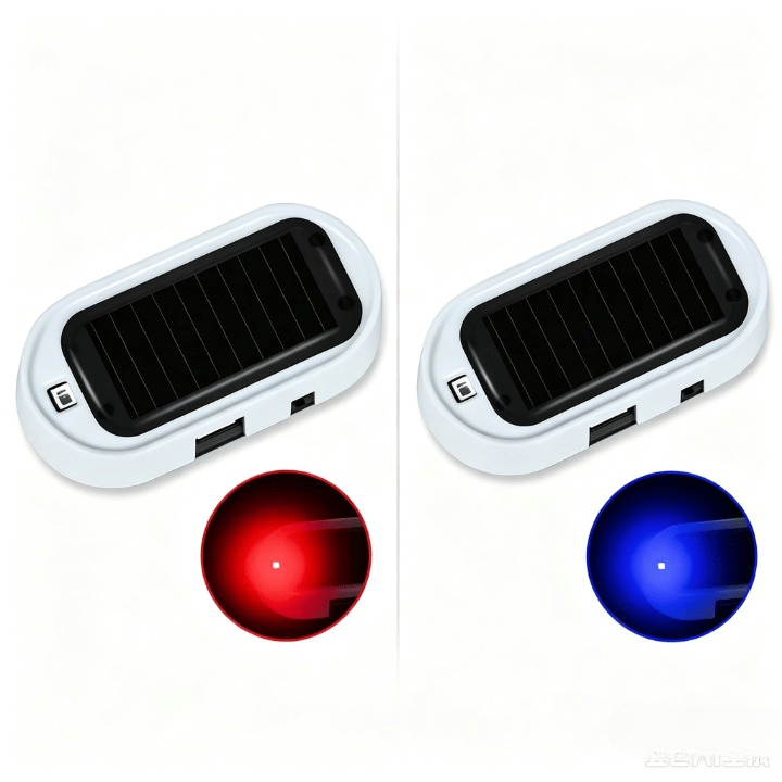 🚗🌞Solar Car Anti-Theft Light – solar + USB charged, auto-flashes at night. Realistic LED mimics active alarm – deters thieves without wiring. 🛡️