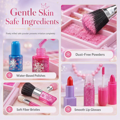 💯50% OFF !! ⏰ Washable Princess Makeup Set – Non‑irritating, trays & portable case 🎀