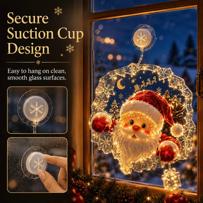 🔥HOT SALE 50% OFF✨🎄Lighted Christmas Window Decoration with Suction Cup | Warm LED Window Light with Double-Layer Design & Multiple Festive Styles Flat Version✨