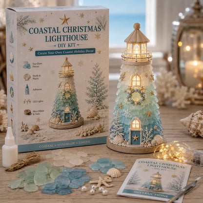 💥  💙 DIY Sea Glass Lighthouse Kit – Light-Up Coastal Craft & Handmade Home Decor