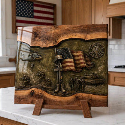 🦅 American Valor™ – Handcrafted Veteran Tribute Wooden Display