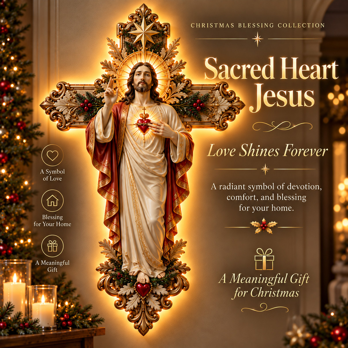 ✨ Holy Light Cross™ – Christmas Blessing Collection | Faith, Love & Protection for Your Home