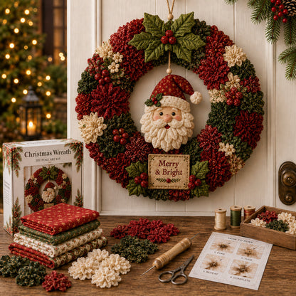 🎄 3D Fabric Poke Wreath DIY Kit — Make Your Own Stunning Christmas Wreath
