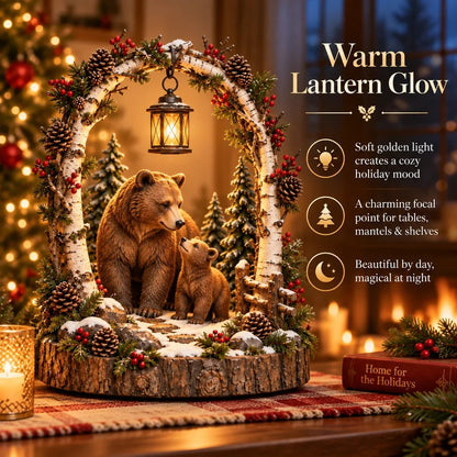 📍🔥50% OFF - 🐻Woodland Bear Family Lantern – Lighted Christmas Forest Tabletop Decor 🎄