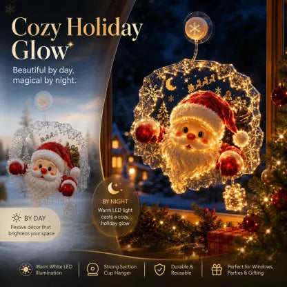 🔥HOT SALE 50% OFF✨🎄Lighted Christmas Window Decoration with Suction Cup | Warm LED Window Light with Double-Layer Design & Multiple Festive Styles Flat Version✨