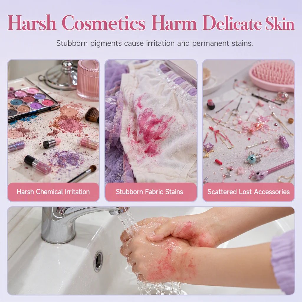 💯50% OFF !! ⏰ Washable Princess Makeup Set – Non‑irritating, trays & portable case 🎀