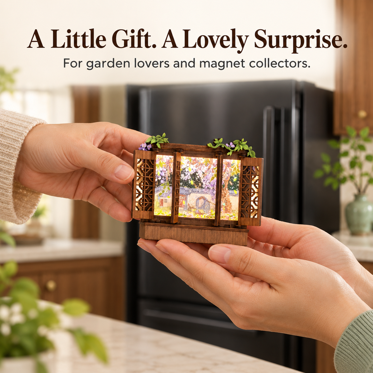 Secret Garden Window™ – Lighted Fridge Magnet with Moving Liquid