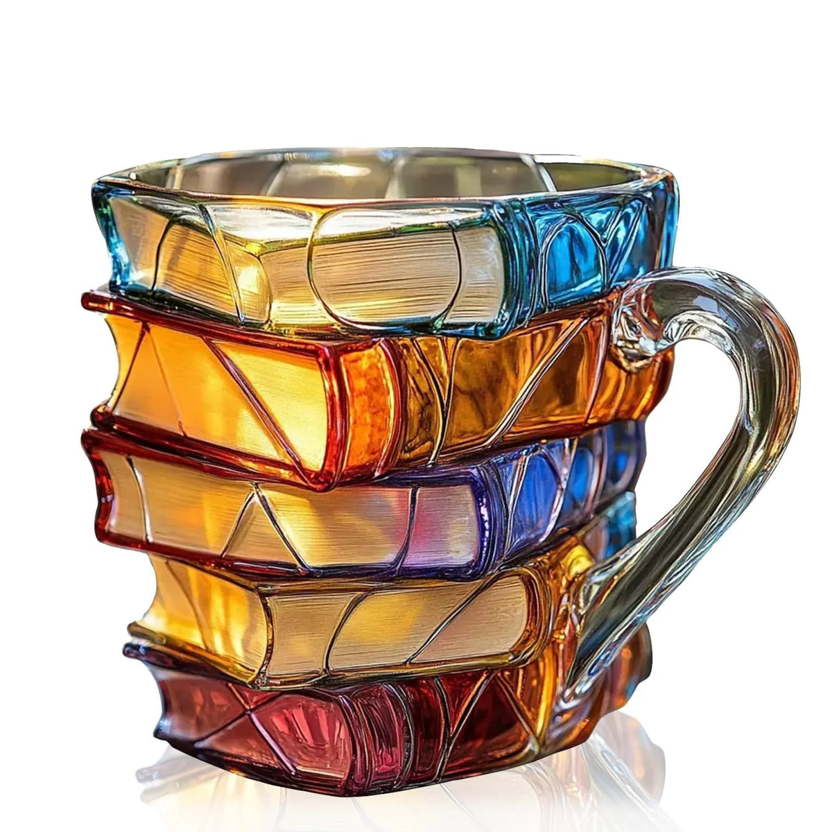 📚 StoryStack™ Book Lover Mug – Colorful Stacked-Book Coffee Cup