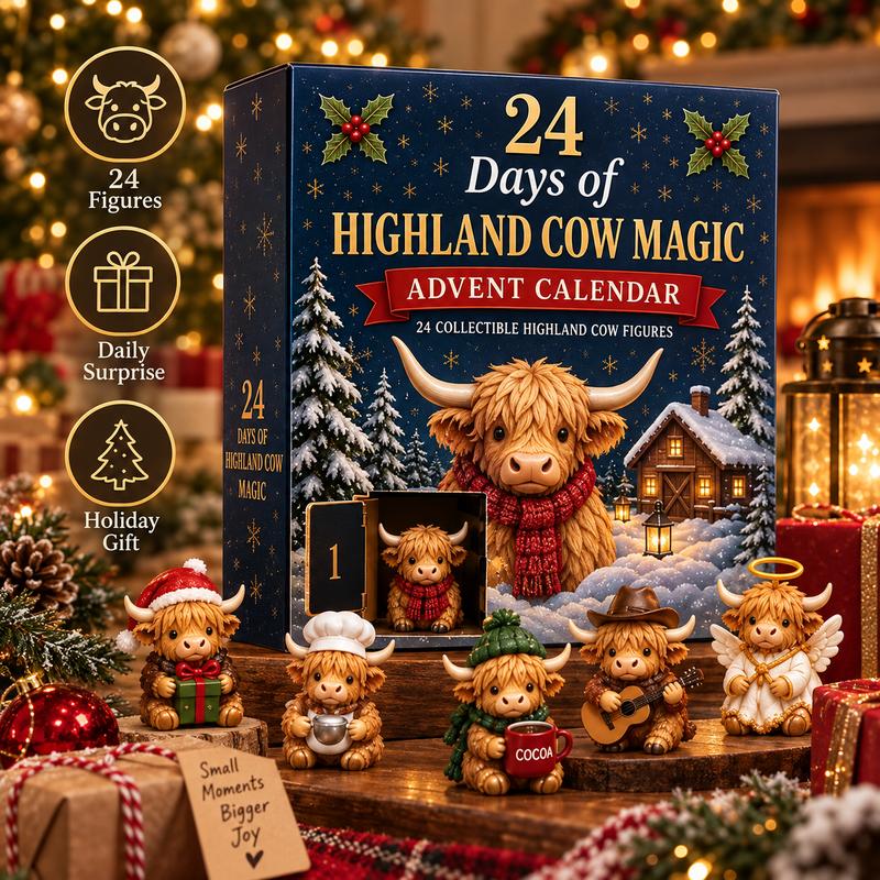 🎄 2026 Christmas Sale – 50% OFF | 24 Days of Highland Cow Magic™ Advent Calendar – 24 Collectible Cow Surprises
