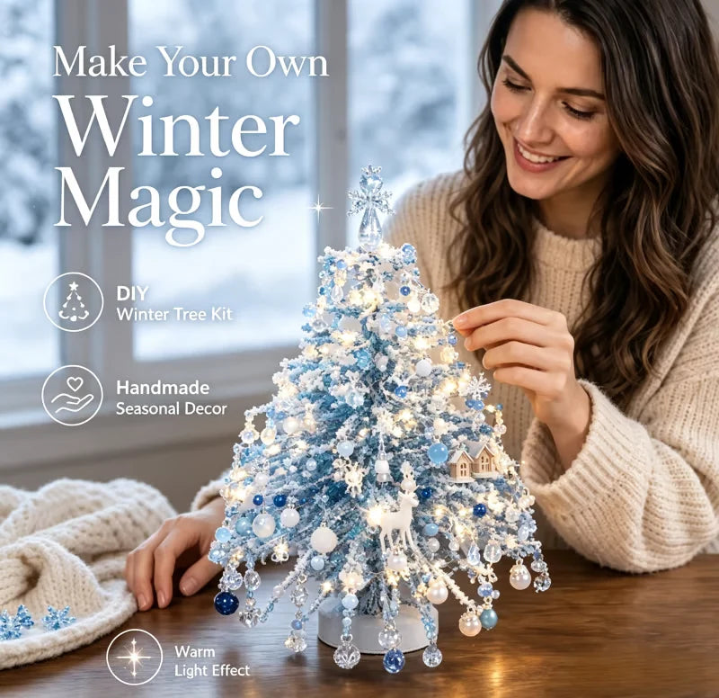 🎄 DIY Beaded Christmas Tree Kit — Warm LED Lights Included | Complete Craft Set: Crystal Beads, Angel Topper, Base & String Lights | Hand-Made Mini Tree That Looks Straight Off a Boutique Shelf | Fun Holiday Project for Kids & Family