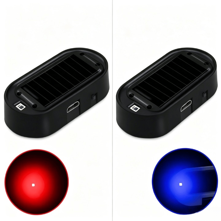 🚗🌞Solar Car Anti-Theft Light – solar + USB charged, auto-flashes at night. Realistic LED mimics active alarm – deters thieves without wiring. 🛡️