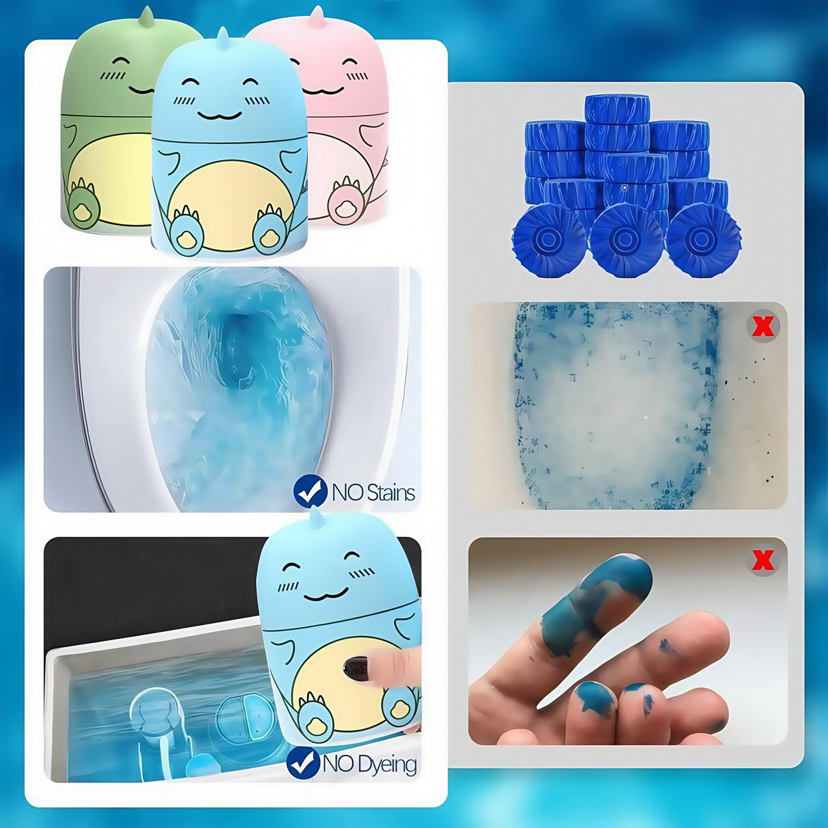 Contained toilet cleaner bottle designed to reduce loose residue and hand contact