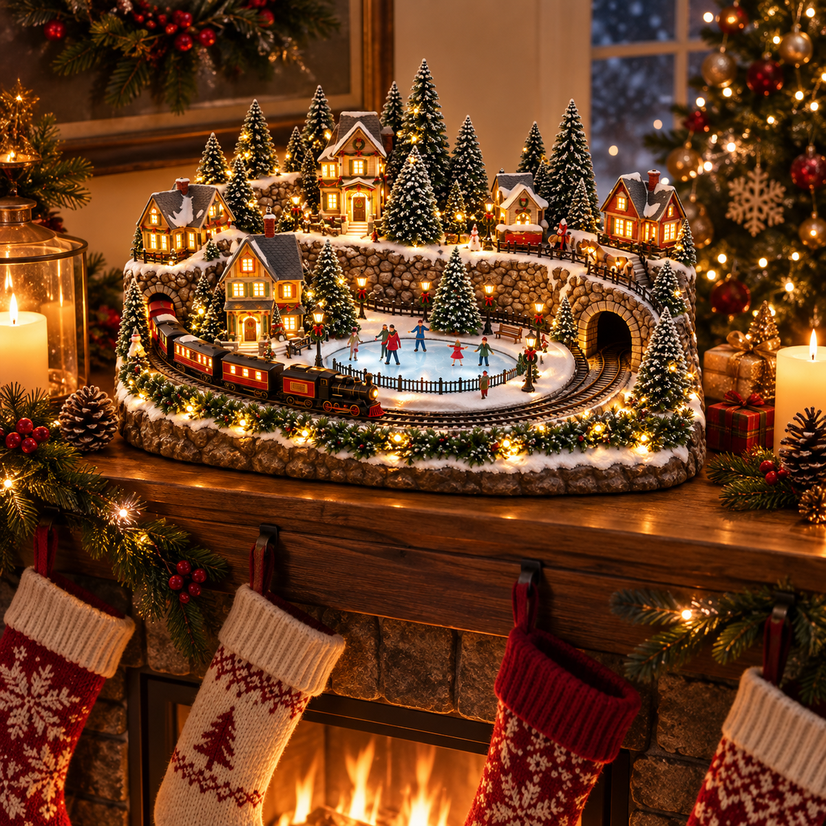 🎄 Lighted & Animated Christmas Village Collection – Magical Moving Holiday Display ✨