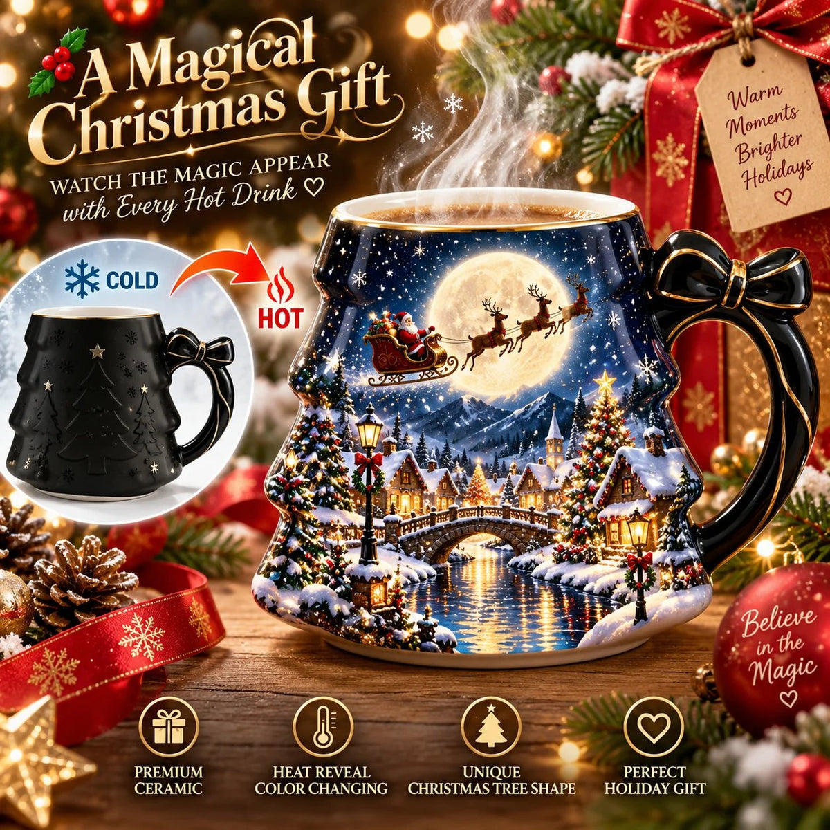 🎄Christmas Magic Color-Changing Mug – Heat Reveal Holiday Gift