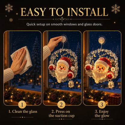 🔥HOT SALE 50% OFF✨🎄Lighted Christmas Window Decoration with Suction Cup | Warm LED Window Light with Double-Layer Design & Multiple Festive Styles Flat Version✨