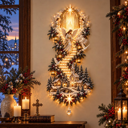✝️ Heaven’s Path™ – Illuminated Jesus & Nativity Stairway Christmas Wall Light