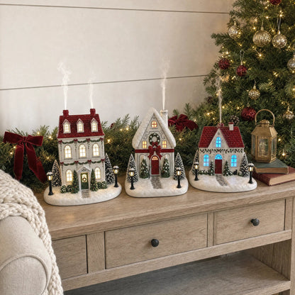 🎄 Mistletoe Lane™ Christmas Cottage Diffuser – Light-Up Christmas Village with Magical Chimney Mist ✨