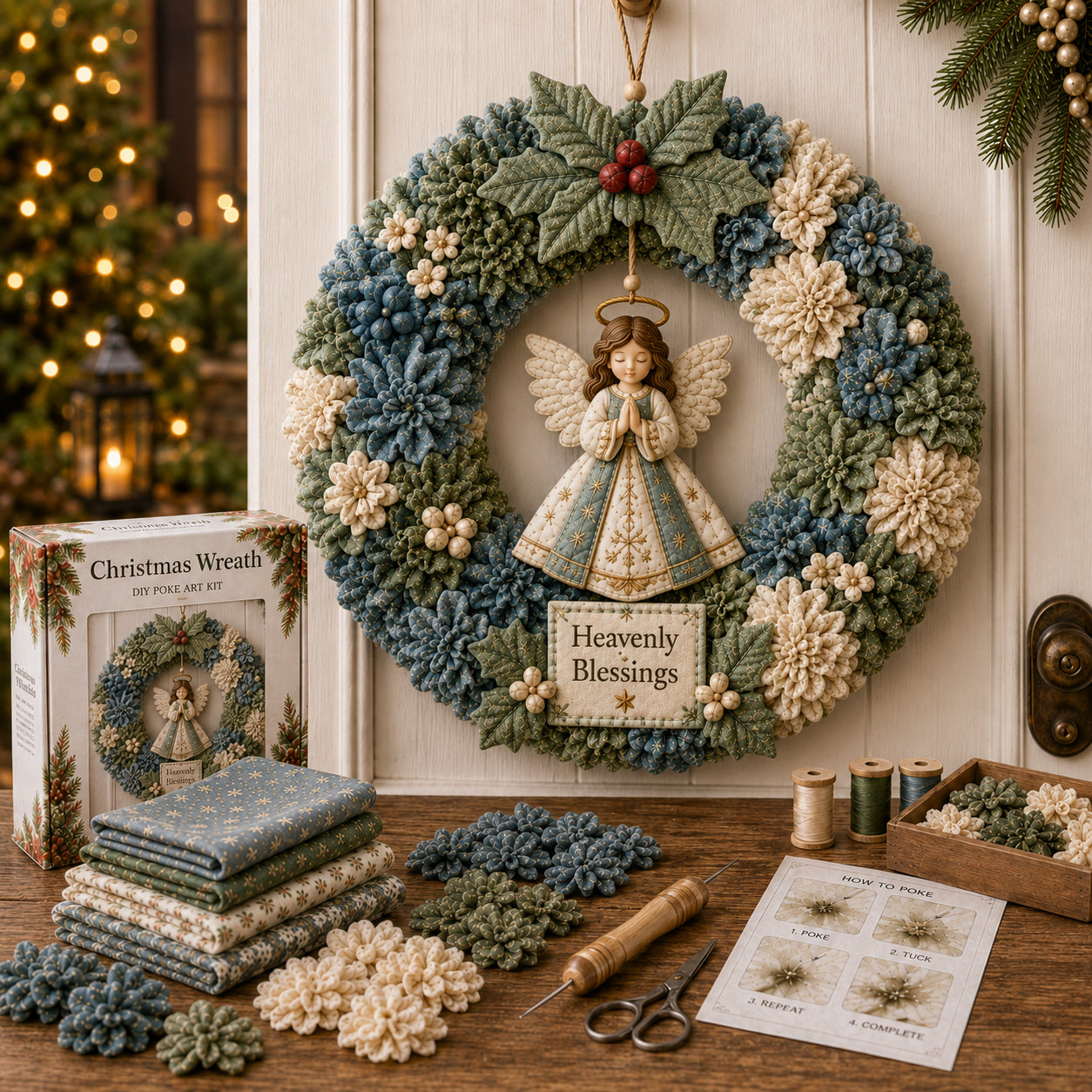 🎄 3D Fabric Poke Wreath DIY Kit — Make Your Own Stunning Christmas Wreath