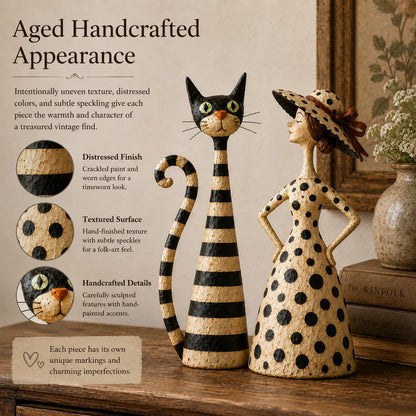 ✨Vintage  Cat & Lady Sculptures