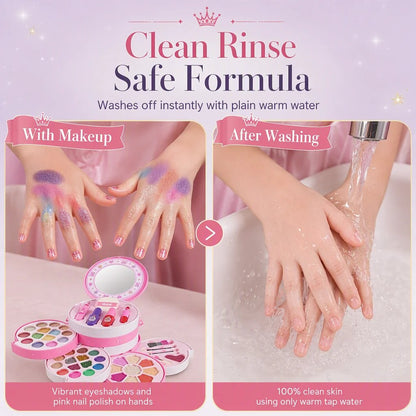 💯50% OFF !! ⏰ Washable Princess Makeup Set – Non‑irritating, trays & portable case 🎀