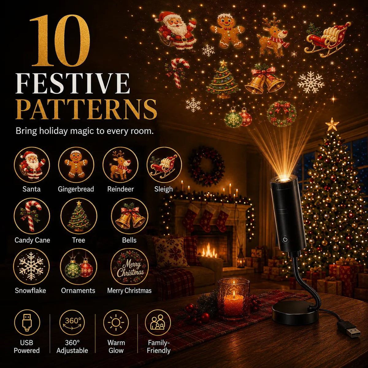 🎄👻✨60,000+ Sold — Plug & Play HD Holiday Projector for Christmas & Halloween Decor
