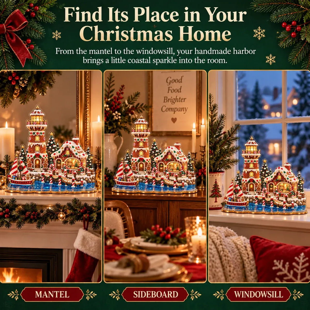 ✨ Premium Pearl Christmas Lighthouse Diamond Painting Art Kit | Luxury Flocked Canvas with Scratch-Resistant Non-Fading Pearl Beads DIY Holiday Decor 🎅⛄️❄️