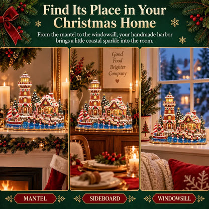 ✨ Premium Pearl Christmas Lighthouse Diamond Painting Art Kit | Luxury Flocked Canvas with Scratch-Resistant Non-Fading Pearl Beads DIY Holiday Decor 🎅⛄️❄️