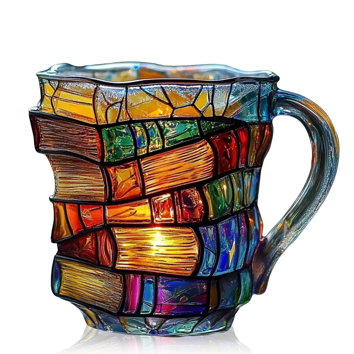 📚 StoryStack™ Book Lover Mug – Colorful Stacked-Book Coffee Cup