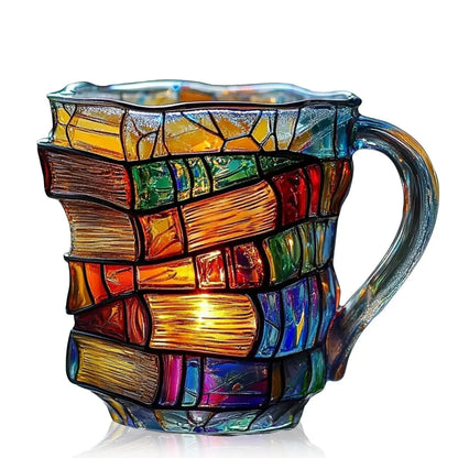 📚 StoryStack™ Book Lover Mug – Colorful Stacked-Book Coffee Cup