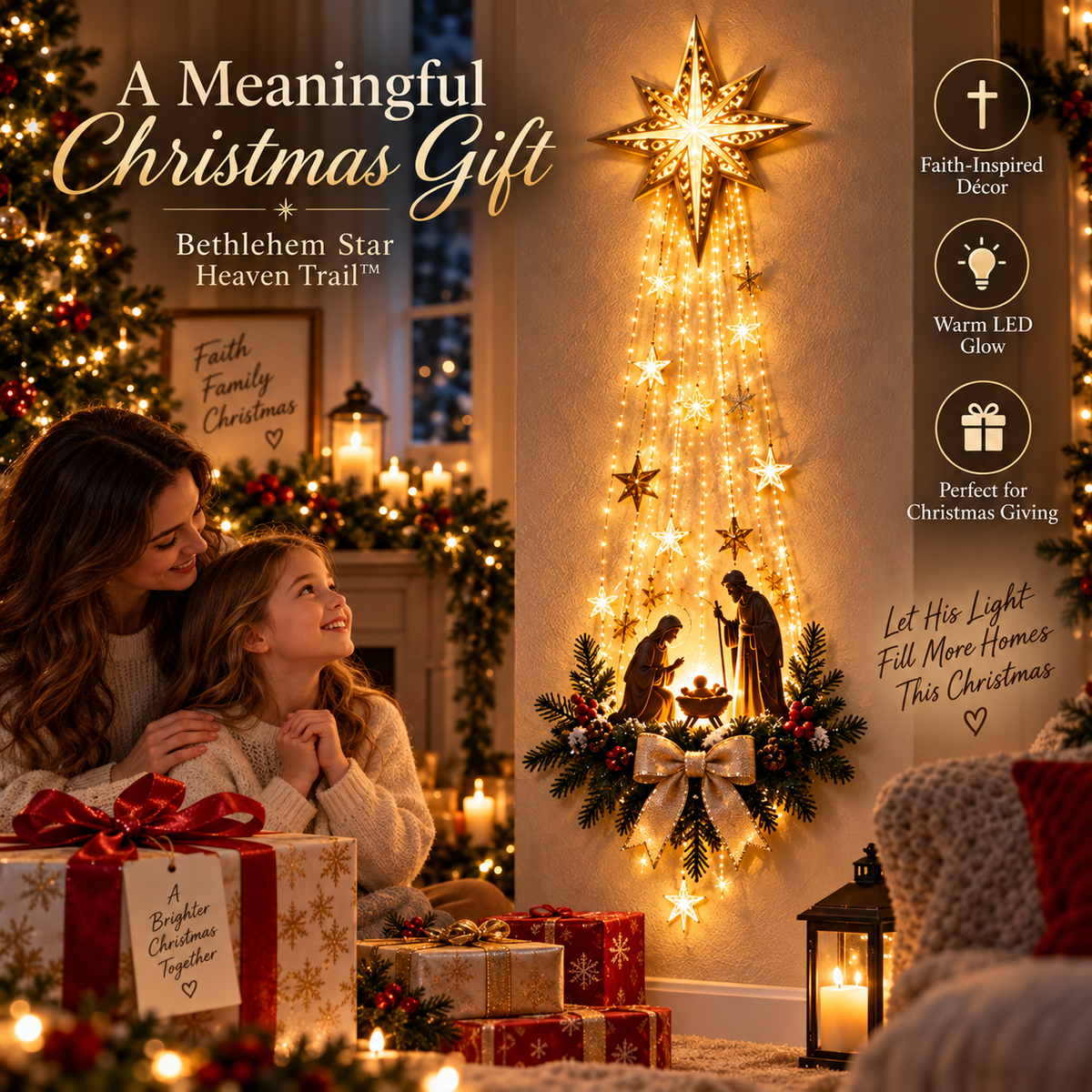 🎄 Christmas Hot Sale - 49% OFF✨ Bethlehem Star of Faith ✝️- Lighted Nativity Wall Decor