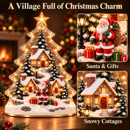 🎄 Santa’s Christmas Village Light – Glowing Tree Tabletop Decor