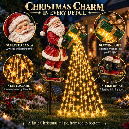 🎄 Christmas Sale ✨ Santa’s Starlight Gift Waterfall – Solar LED Garden Stake Light