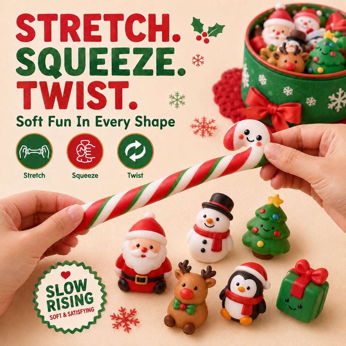 🔥 LAST DAY 50% OFF - 🎄24PCS Random Christmas Mochi Squishy Gift Set