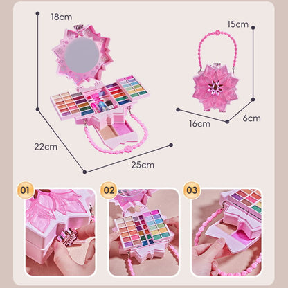 💯50% OFF !! ⏰ Washable Princess Makeup Set – Non‑irritating, trays & portable case 🎀