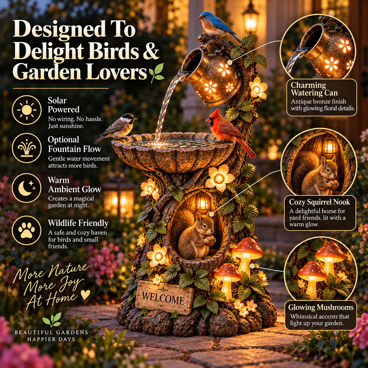 ✨ Holiday Sale 🐿️ Solar Garden Fountain — Bring Your Garden to Life