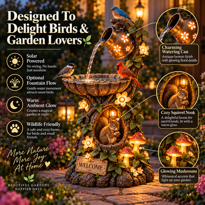 🎄 Christmas Hot Sale-🐿️ Solar Birdbath Fountain Garden Decor – A Cozy Wildlife Haven for Your Yard