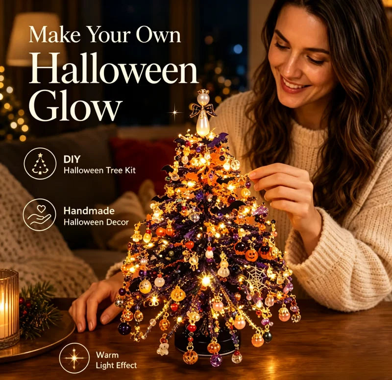 🎄 DIY Beaded Christmas Tree Kit — Warm LED Lights Included | Complete Craft Set: Crystal Beads, Angel Topper, Base & String Lights | Hand-Made Mini Tree That Looks Straight Off a Boutique Shelf | Fun Holiday Project for Kids & Family