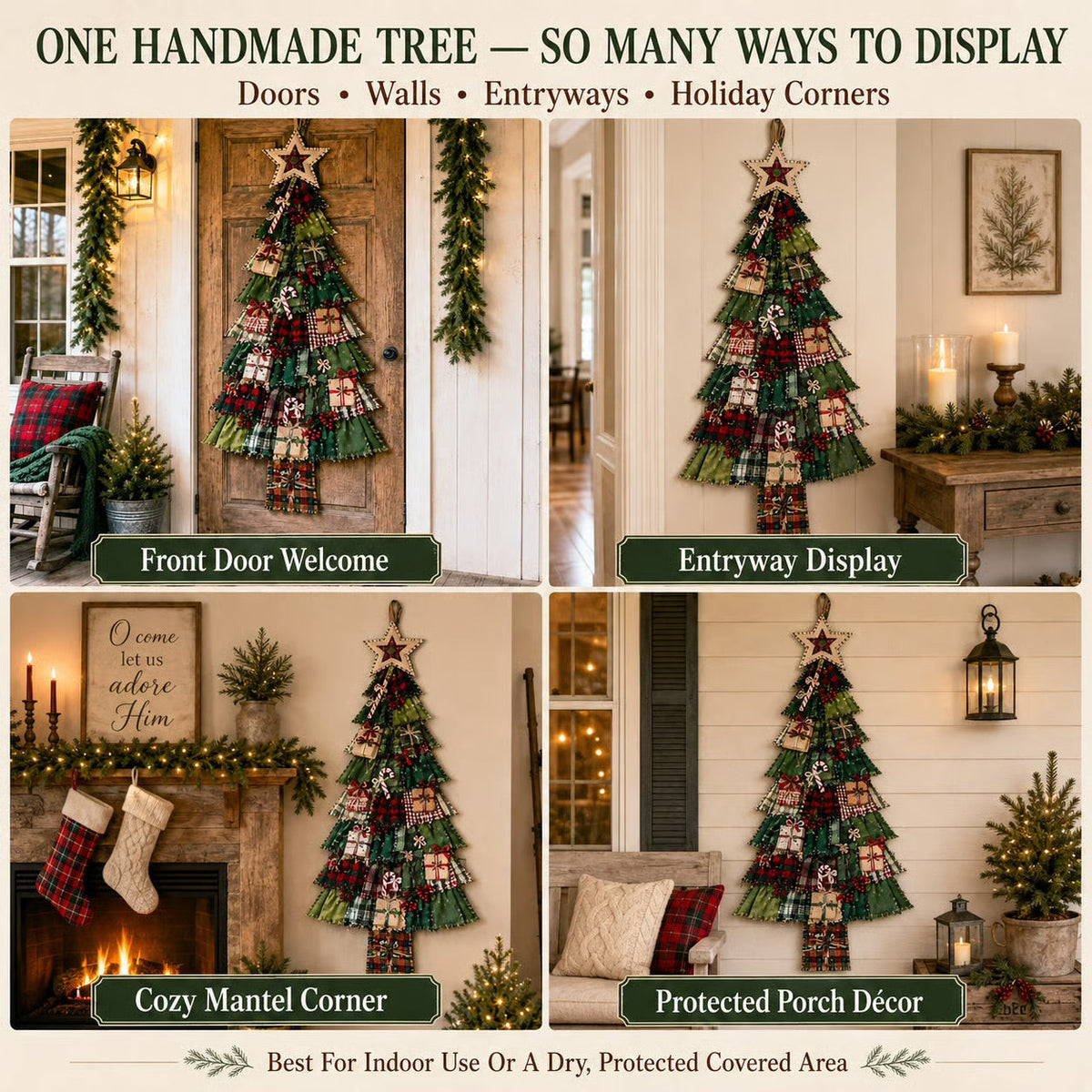Christmas tree door decoration displayed in multiple locations