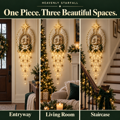 Heavenly Starfall – Angel Wings Nativity Wall Light for a Meaningful Christmas