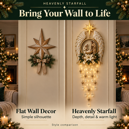 Heavenly Starfall – Angel Wings Nativity Wall Light for a Meaningful Christmas