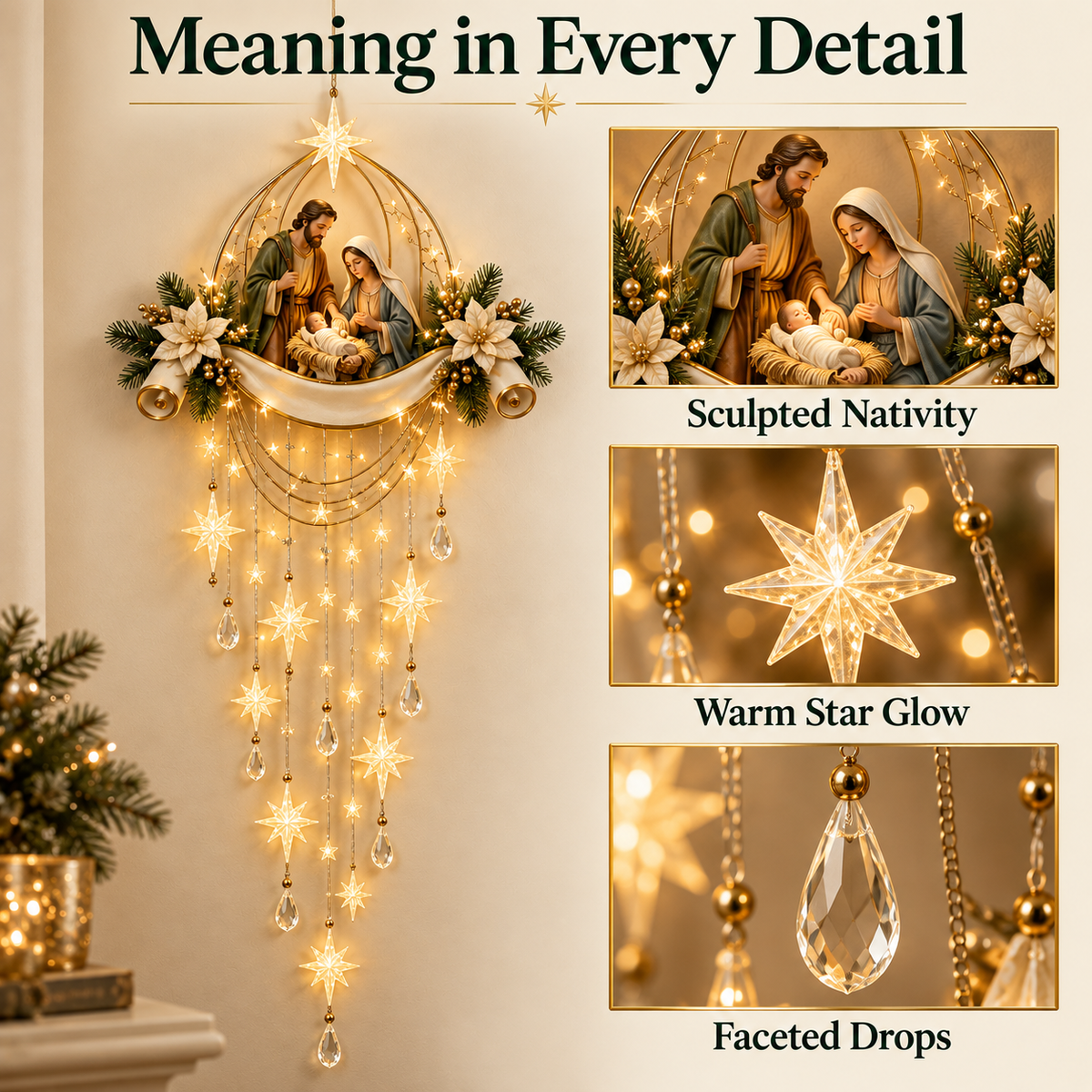 Heavenly Noel Starfall Nativity Wall Light – Bring the Heart of Christmas Home