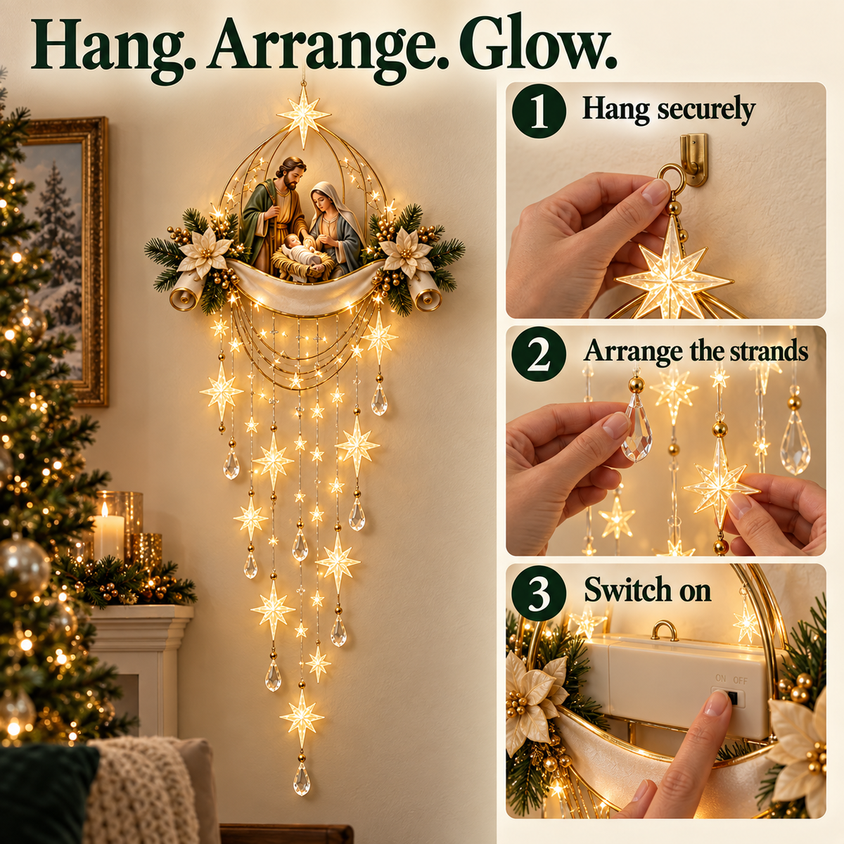 Heavenly Noel Starfall Nativity Wall Light – Bring the Heart of Christmas Home
