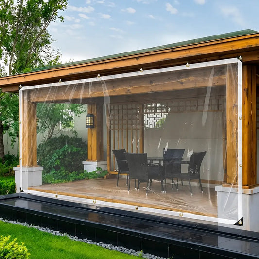 🌧️ ClearGuard™ All-Weather Transparent Tarp – Reinforced Outdoor Cover with Grommets