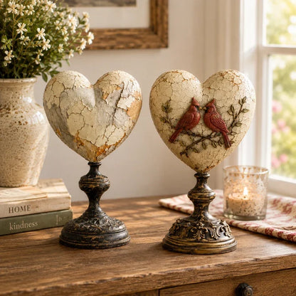 🐦 Vintage Two-Cardinal Keepsake Heart