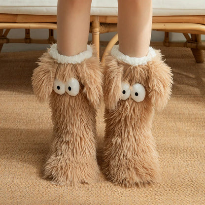 💗last Day Sale 50% Off⚡50k+ Sold💕women's Plush Slippers Socks Floor Socks Winter Home Indoor Thickened Fleece-lined Anti-slip Adult Women's Plush Snow Socks Shoe Covers